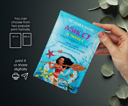 Moana Princess customizable invitation template | Share or Print | girl | AI297