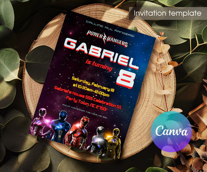 Mighty Morphin Power Rangers customizable invitation template | Share or Print | boy | VJ324