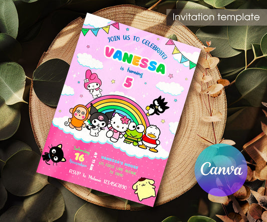 Hello Kitty Sanrio customizable invitation template | Share or Print | SO011
