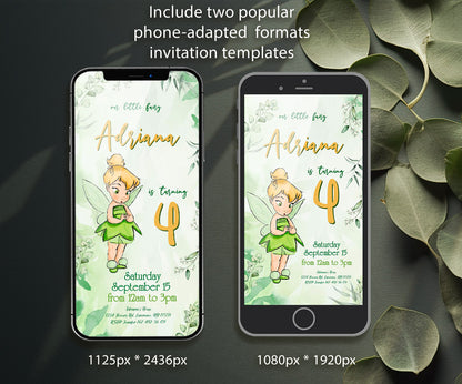 Tinker Bell Fairy Princess customizable invitation template | Share or Print | girl | BV373