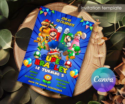 Super Mario Bros customizable invitation template | Share or Print | JN948