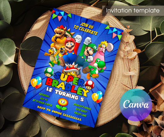 Super Mario Bros customizable invitation template | Share or Print | JN948