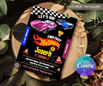 Hot Wheels Two Fast 2 Furious customizable invitation template | Share or Print | boy | YQ955