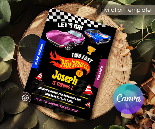 Hot Wheels Two Fast 2 Furious customizable invitation template | Share or Print | boy | YQ955