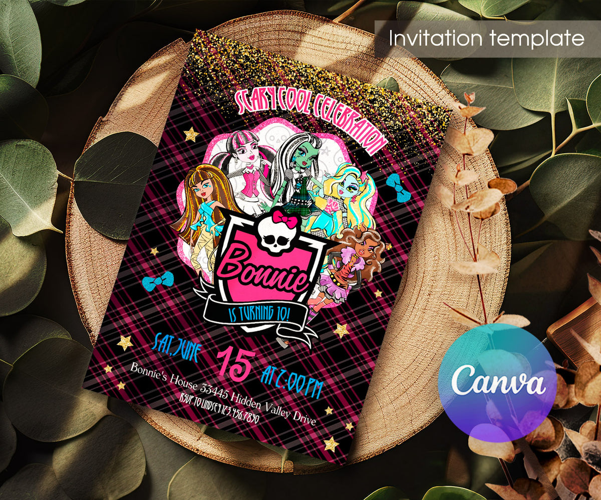 Monster High customizable invitation template | Share or Print | girl | ED834