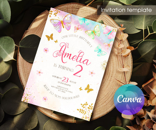 Butterfly Birthday customizable invitation template | Share or Print | girl | LP519