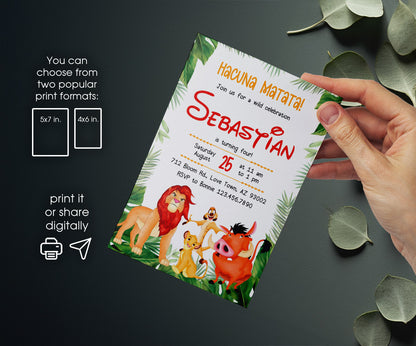 Lion King Simba customizable invitation template | Share or Print | XD077