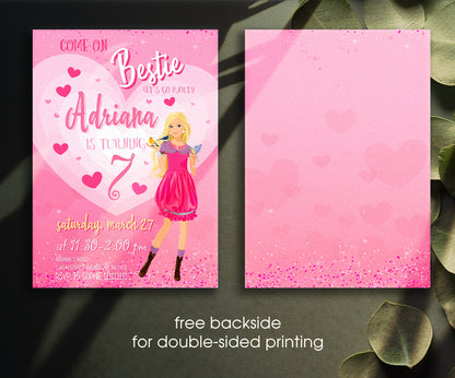 Barbie Pink customizable invitation template | Share or Print | girl | QQ419