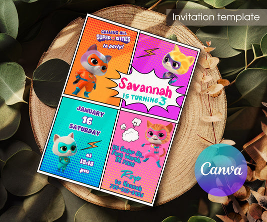 SuperKitties customizable invitation template | Share or Print | DS919