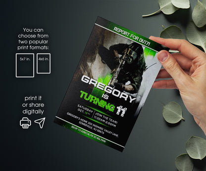 Call of Duty Gamer customizable invitation template | Share or Print | boy | YH900