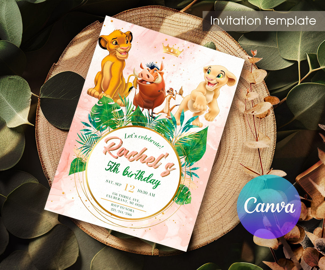 Lion King Simba customizable invitation template | Share or Print | AM909