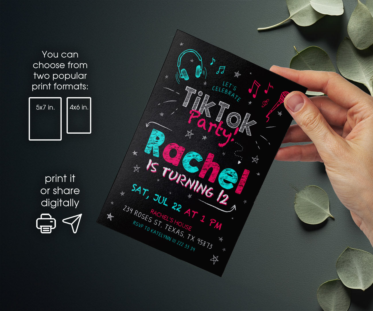 Tik Tok Party customizable invitation template | Share or Print | CO743