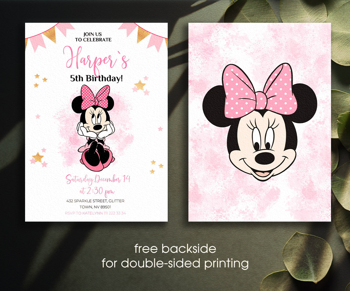 Minnie Mouse Disney Mickey customizable invitation template | Share or Print | girl | RK223