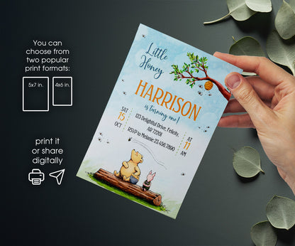 Winnie the Pooh customizable invitation template | Share or Print | WU185