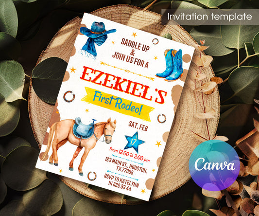 Cowboy Rodeo customizable invitation template | Share or Print | boy | NM071