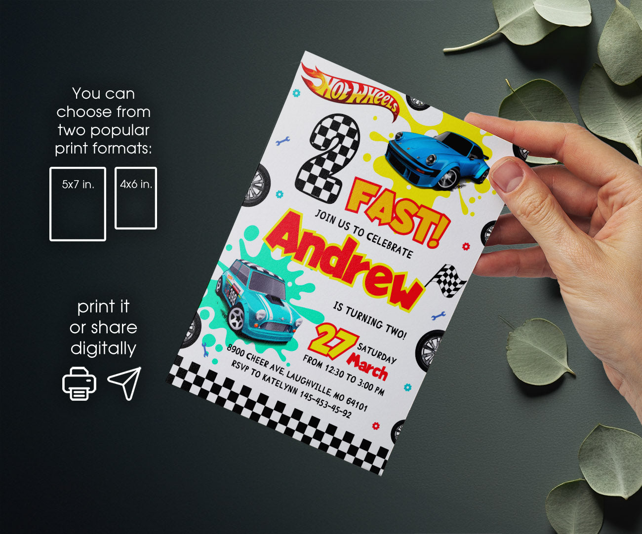 Hot Wheels Two Fast 2 Furious customizable invitation template | Share or Print | boy | BZ955