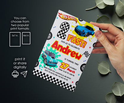 Hot Wheels Two Fast 2 Furious customizable invitation template | Share or Print | boy | BZ955
