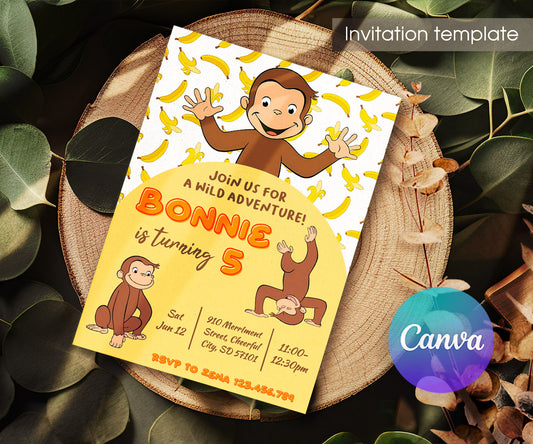 Curious George Monkey customizable invitation template | Share or Print | LP416