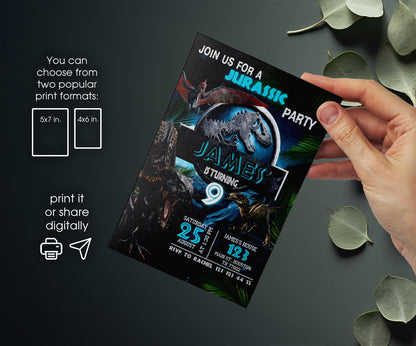 Jurassic Park Dinosaur customizable invitation template | Share or Print | NR280