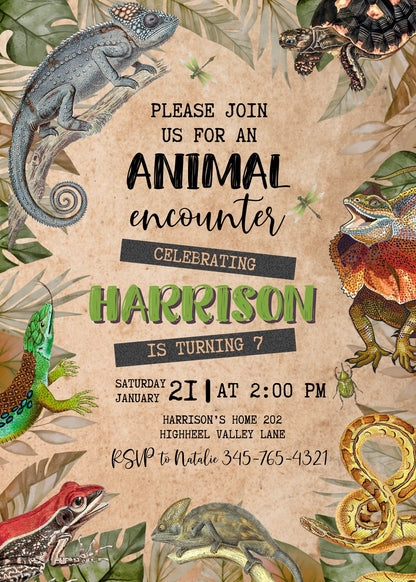 Reptile Lizard Snake customizable invitation template | Share or Print | VA006