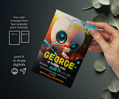 Wild Robot Roz customizable invitation template | Share or Print | NO241