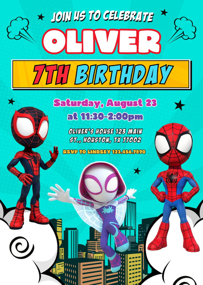 Spidey and His Amazing Friends customizable invitation template | Share or Print | boy | DC179