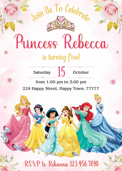 Disney Princess customizable invitation template | Share or Print | girl | NX299