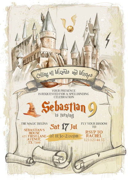 Harry Potter customizable invitation template | Share or Print | WO409