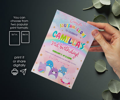 Squishmallows customizable invitation template | Share or Print | RX785