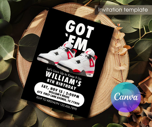 Sneaker Ball Air Jordan Nike customizable invitation template | Share or Print | NL107