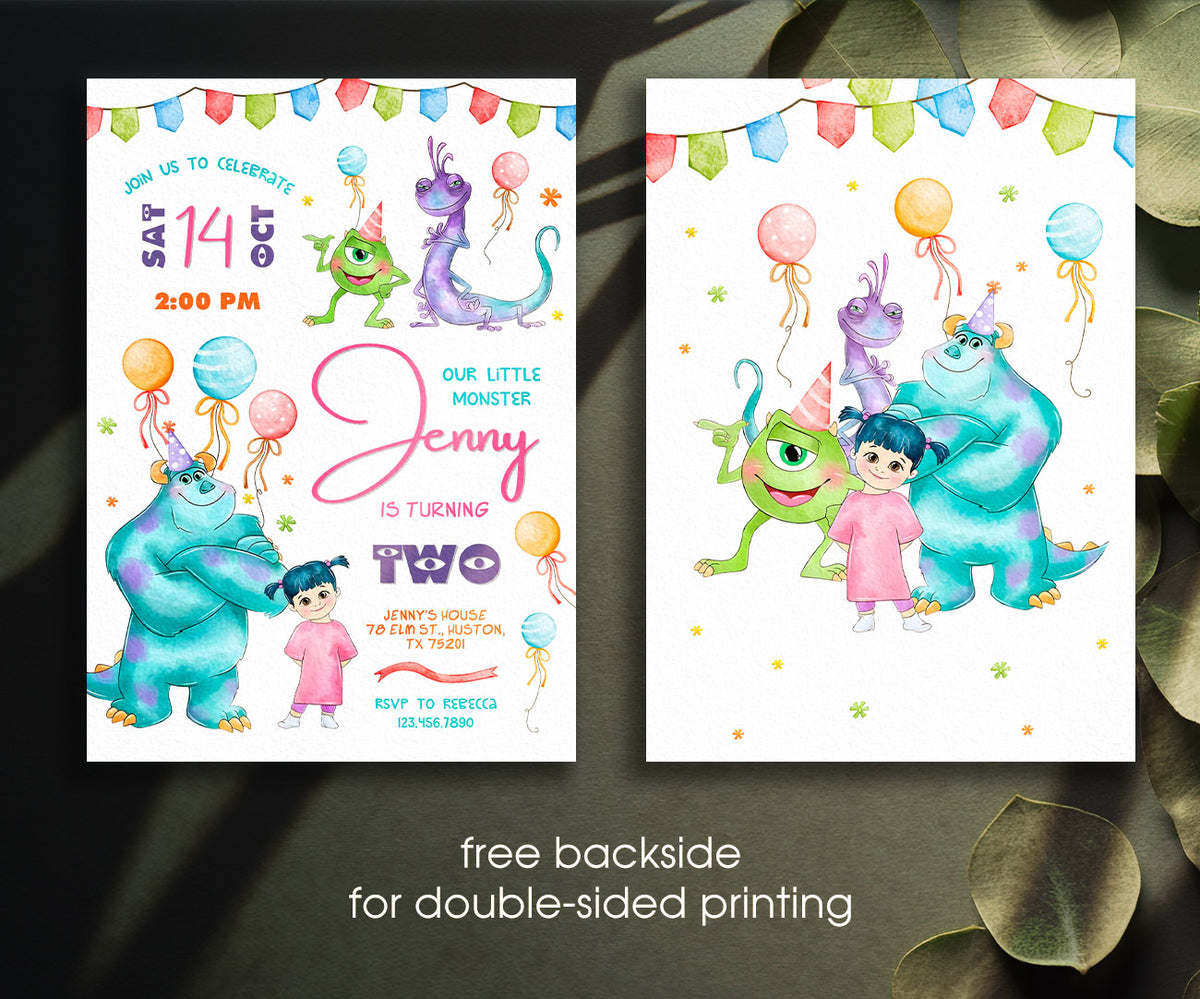Monsters, Inc. customizable invitation template | Share or Print | NZ001