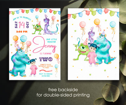 Monsters, Inc. customizable invitation template | Share or Print | NZ001