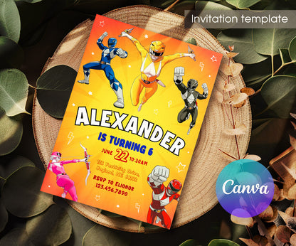 Mighty Morphin Power Rangers customizable invitation template | Share or Print | boy | DF633
