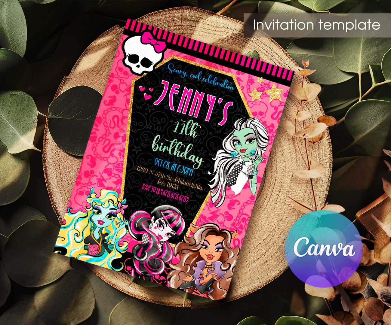Monster High customizable invitation template | Share or Print | girl | LX880