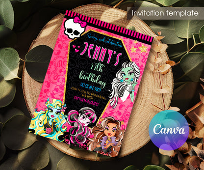 Monster High customizable invitation template | Share or Print | girl | LX880