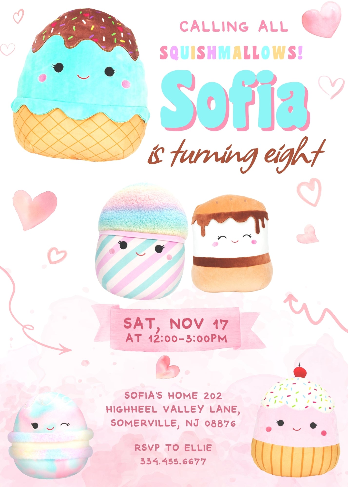 Squishmallows customizable invitation template | Share or Print | FG361