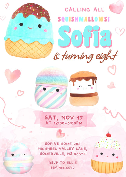 Squishmallows customizable invitation template | Share or Print | FG361