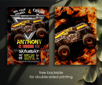 Max-D Monster Jam Truck customizable invitation template | Share or Print | boy | JU217