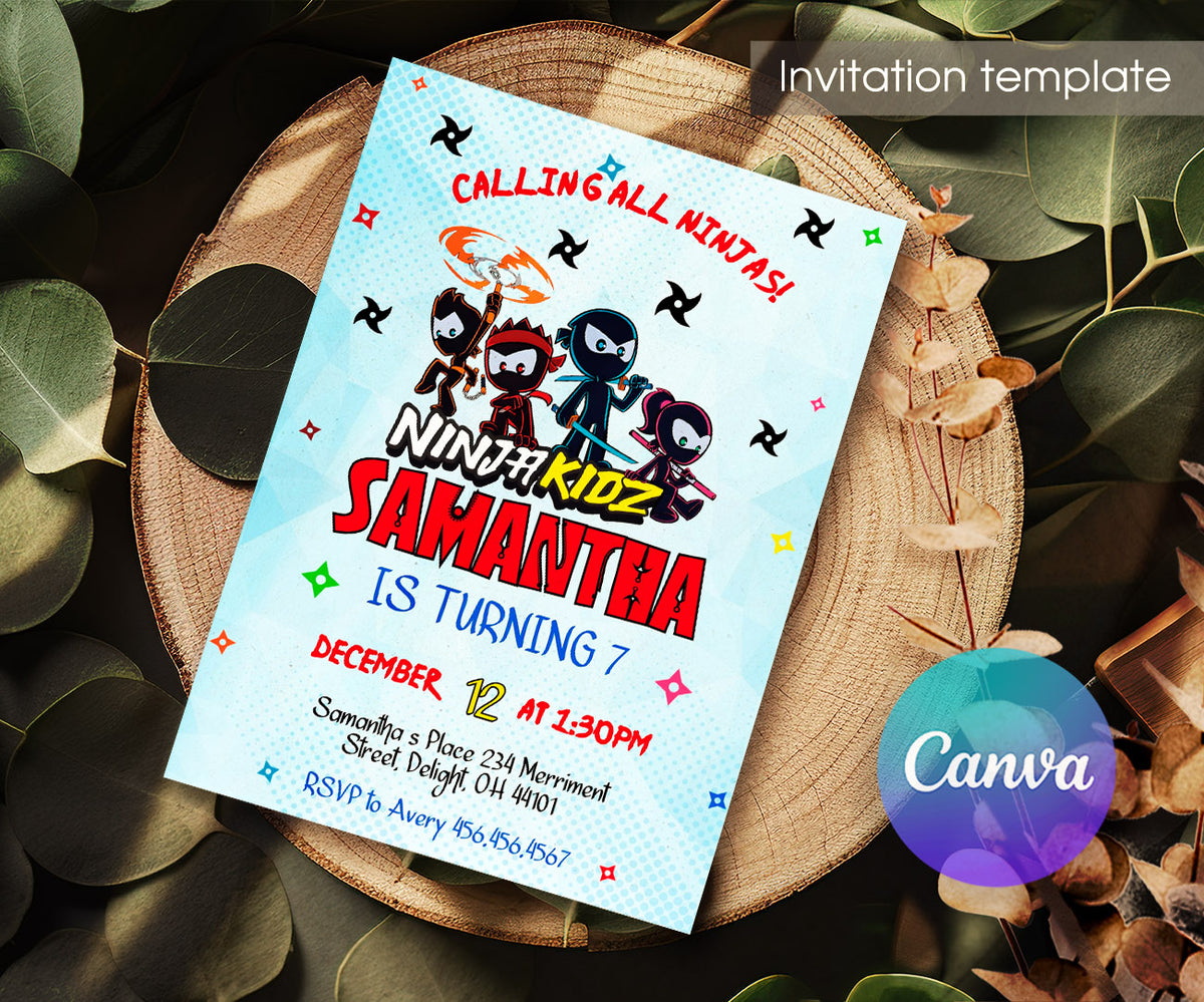 Ninja Kidz TV customizable invitation template | Share or Print | GA116