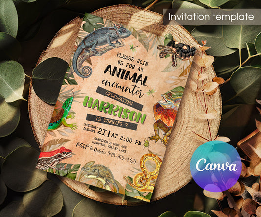 Reptile Lizard Snake customizable invitation template | Share or Print | VA006
