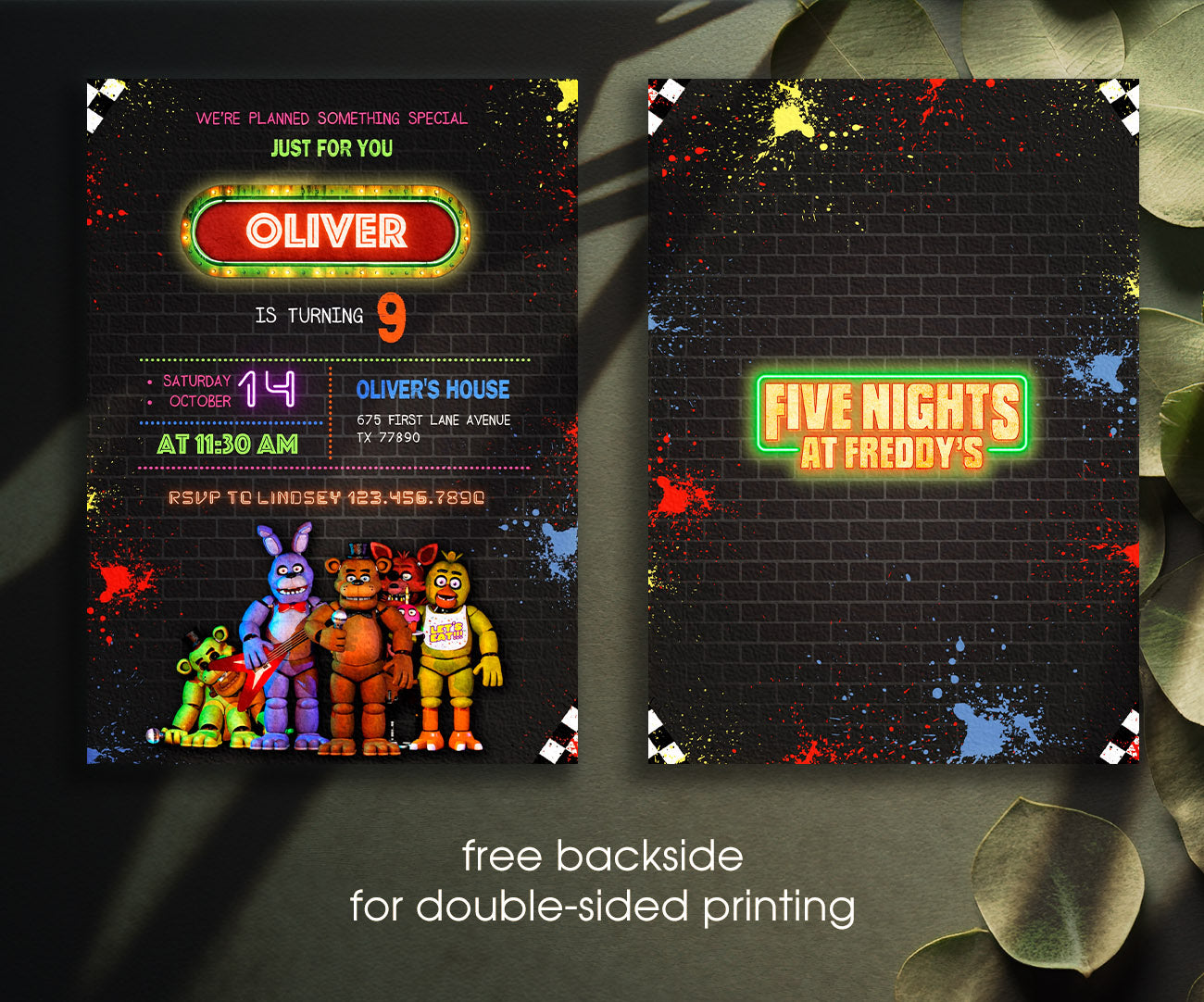 Five Nights at Freddy's customizable invitation template | Share or Print | JC478