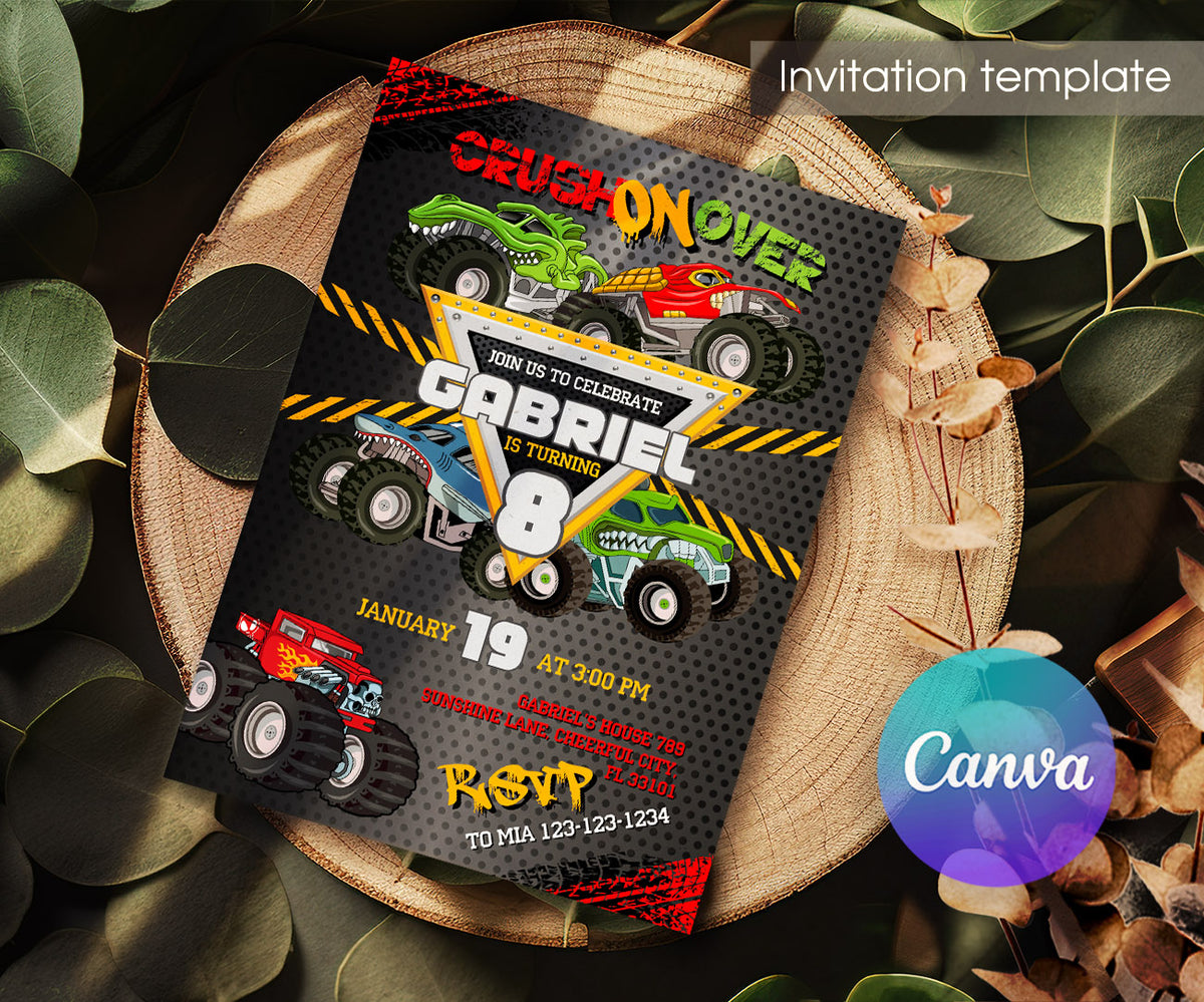 Monster Jam  Monster Truck customizable invitation template | Share or Print | boy | ST466