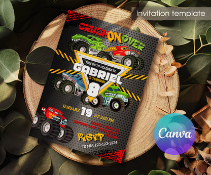 Monster Jam  Monster Truck customizable invitation template | Share or Print | boy | ST466