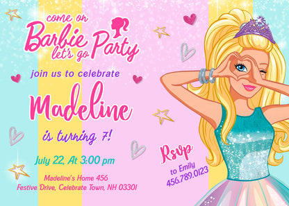 Barbie Pink customizable invitation template | Share or Print | girl | CF070