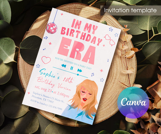 Taylor Swift Eras Tour customizable invitation template | Share or Print | girl | JV692