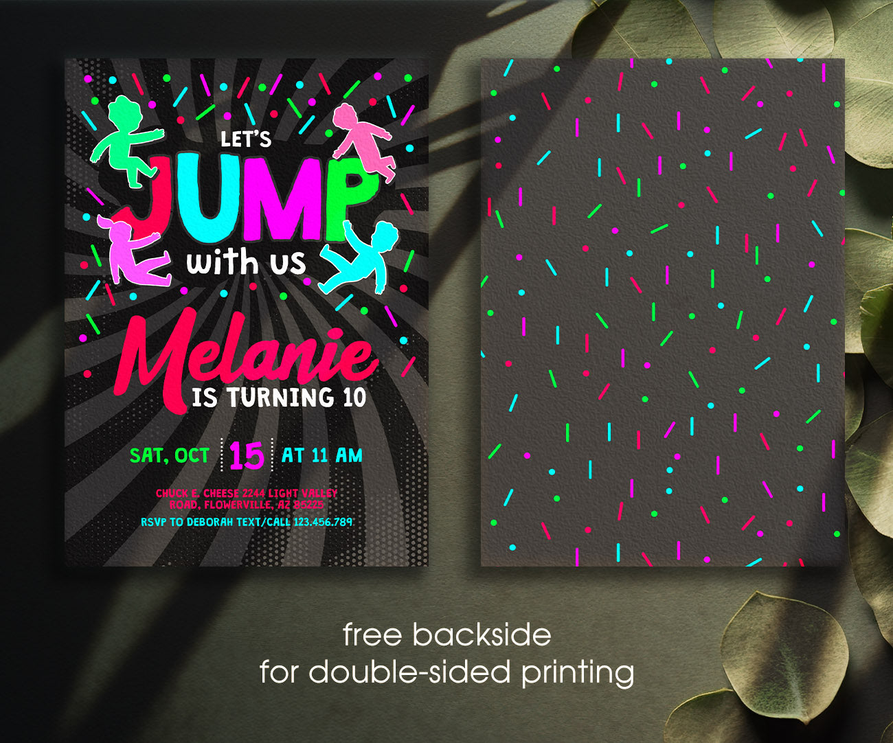 Trampoline Jump Party customizable invitation template | Share or Print | ZC210
