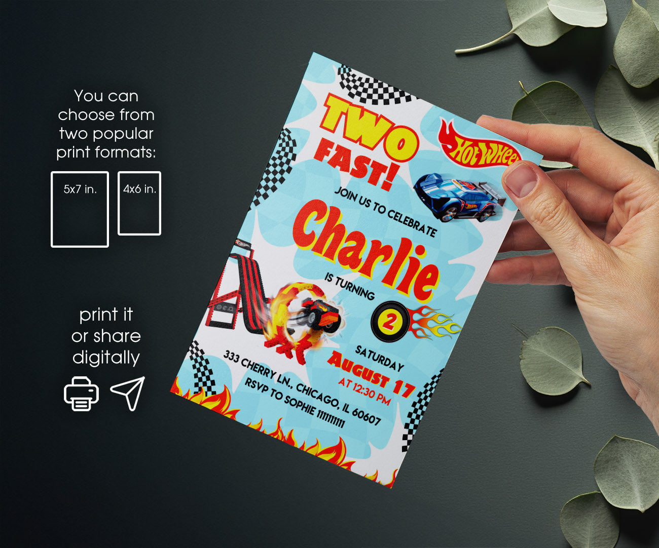 Hot Wheels Two Fast 2 Furious customizable invitation template | Share or Print | boy | XR842