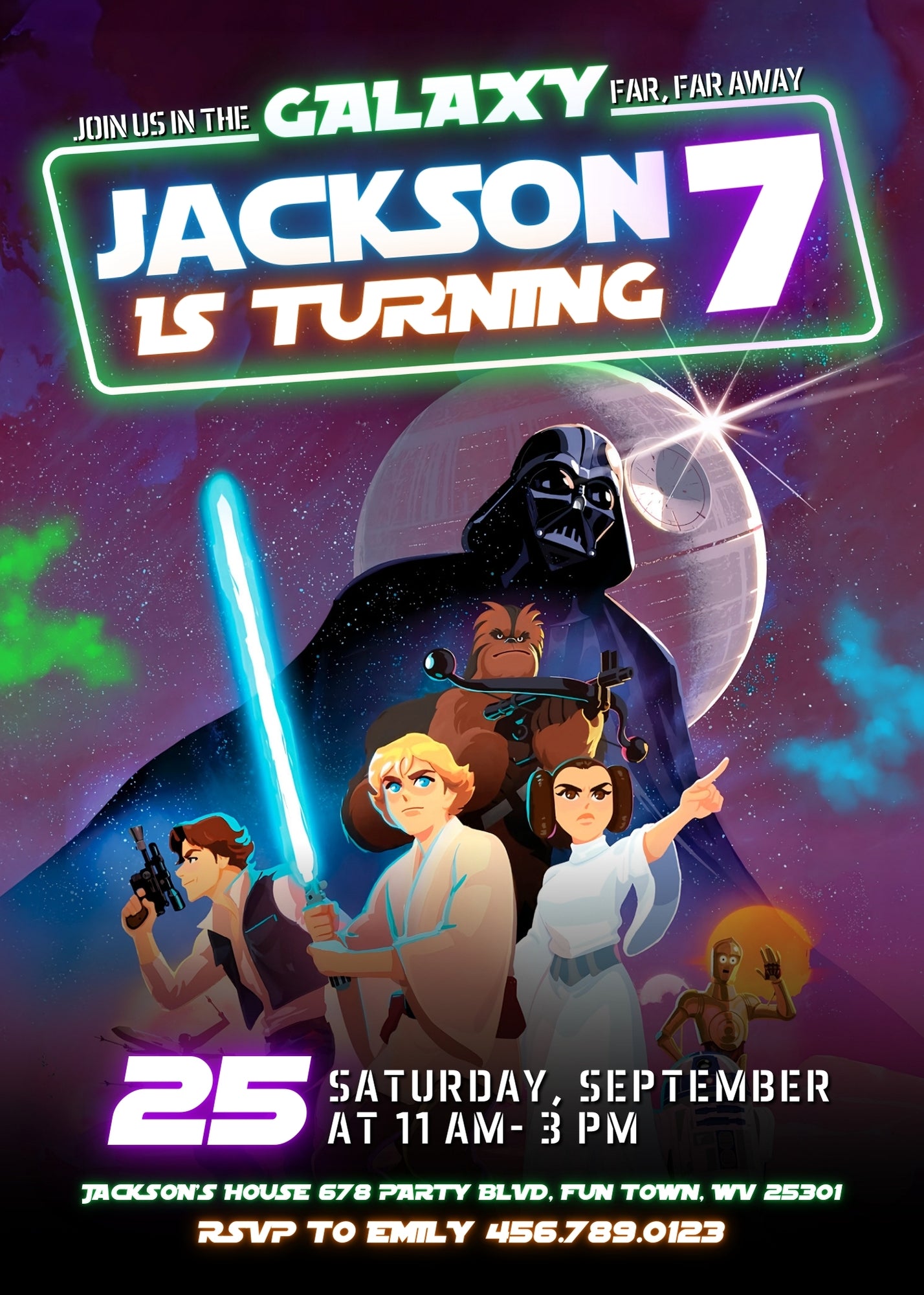 Star Wars Darth Vader customizable invitation template | Share or Print | boy | ED535