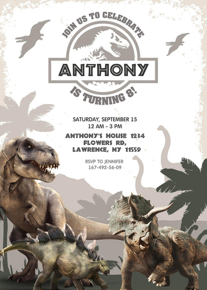 Jurassic World Dinosaur customizable invitation template | Share or Print | BN885