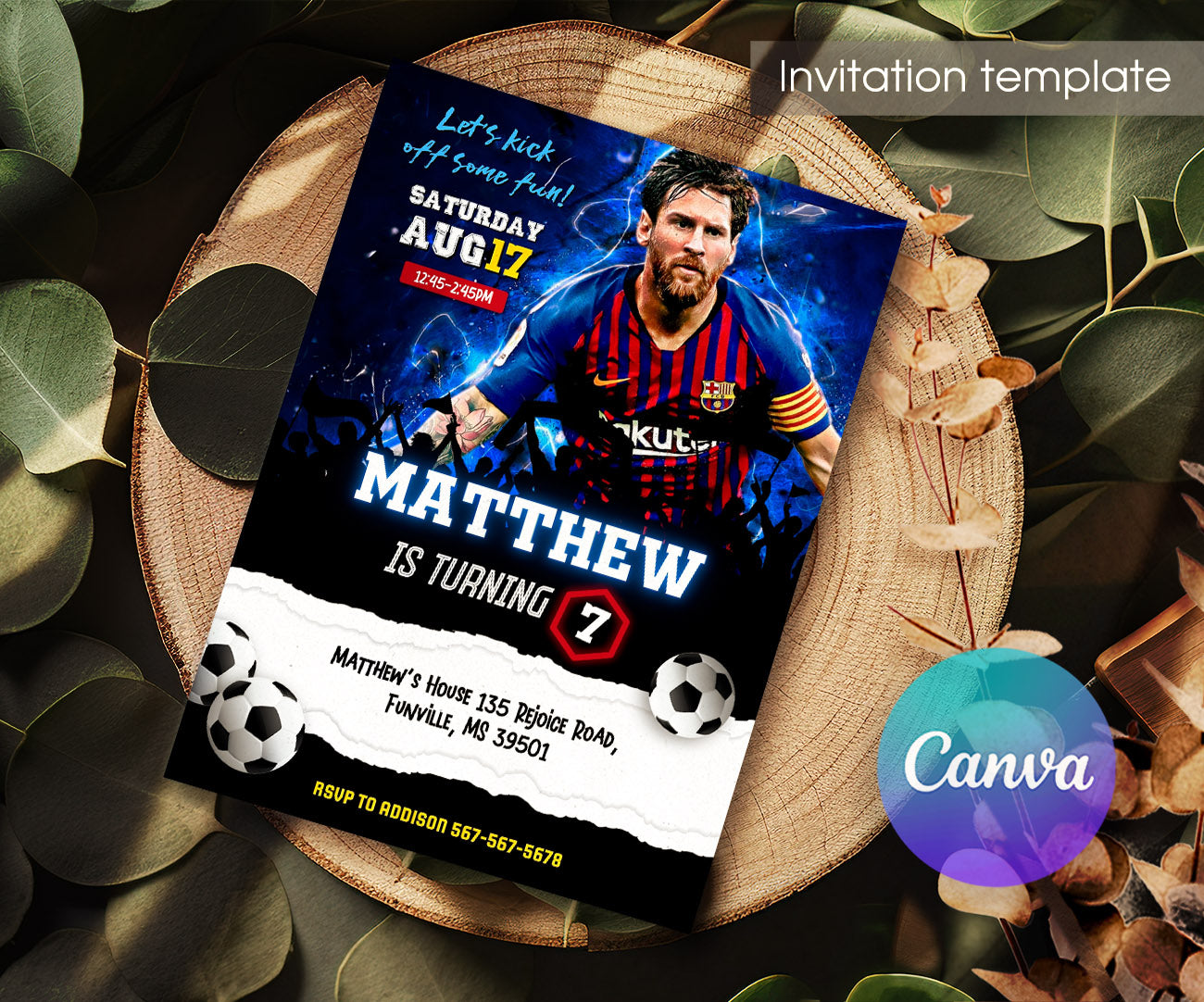 Messi Fifa Soccer customizable invitation template | Share or Print | NM863